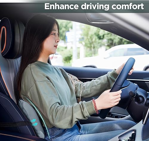 Vista 54 de Almohada de apoyo lumbar para silla de oficina, almohada lumbar de automóvil, alivio del dolor de espalda baja de espalda, cojín de espuma Negro