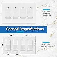 Vista 174 de LIDER LSWP-32M-W10P Placa sin tornillos acabado mate para interruptor, tamaño mediano de 2 segmentos de 4.88 x 4.92", policarbonato termoplástico
