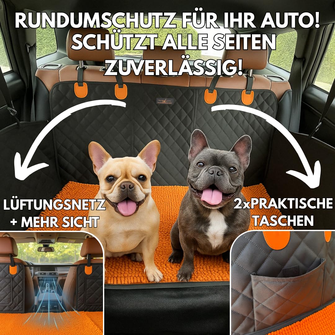Hundedecke Auto Rückbank - wasserdichte Autoschondecke für Hunde mit festem Boden & Abnehmbarer Schmutzfangmatte, rutschfest & Kratzfest