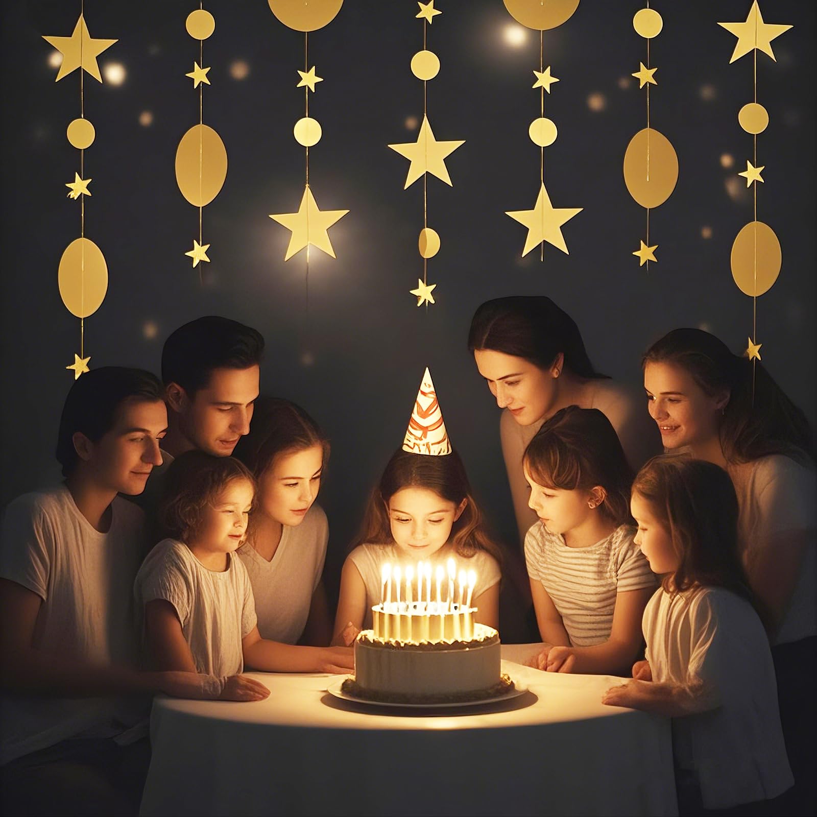 52 Pieds Party Decoration Circle Dot Garland 4 Pièces 4m Paillettes