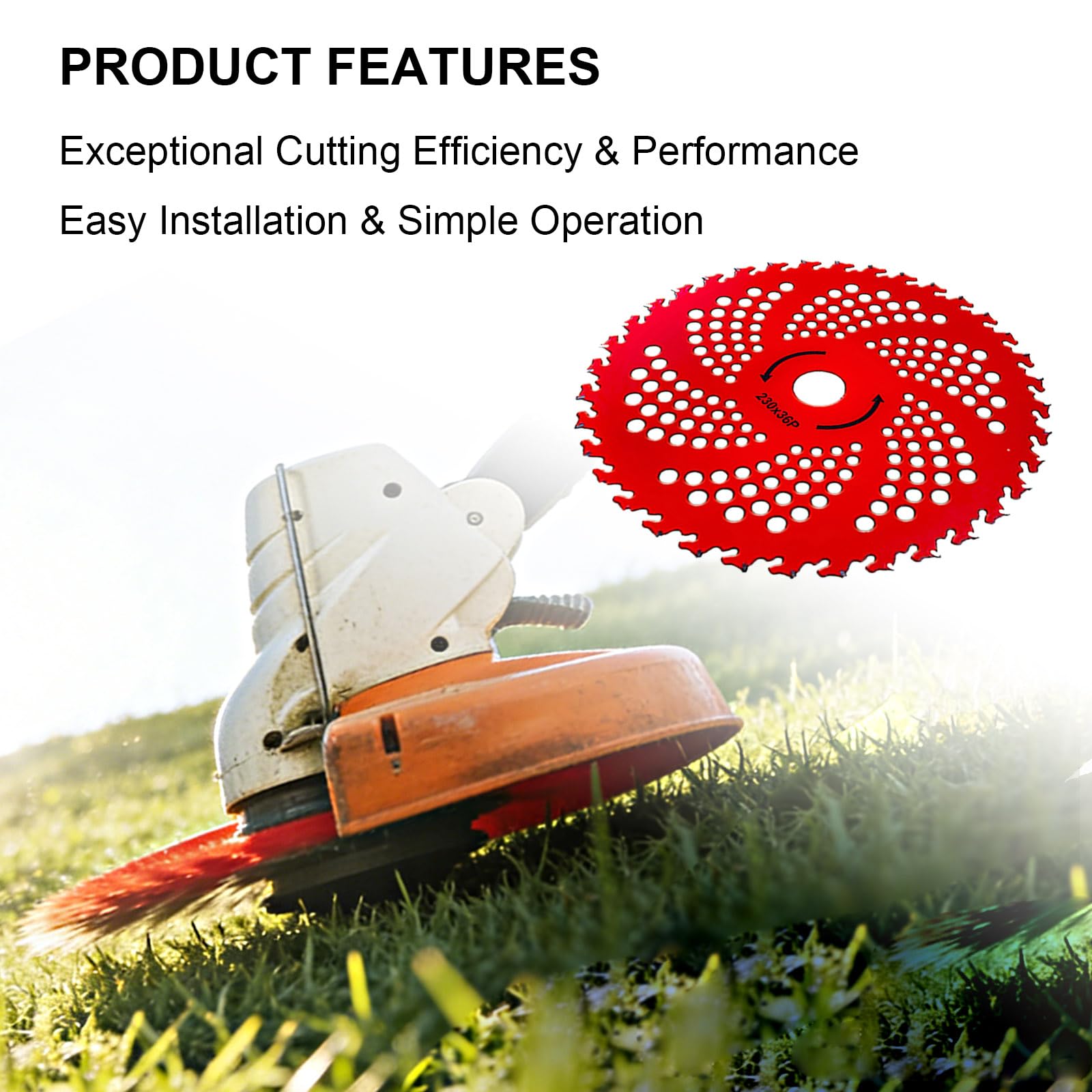 Lama per decespugliatore da 22,9 cm, con punta in carburo a 36 denti, per Stihl, Husqvarna, Sears, Echo, Poluan, Redmax, Shindaiwa, mangia-erbacce e decespugliatore, rosso, 1 confezione