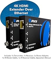 Vista 2 de OREI Extensor HDMI 4K a través de Ethernet, Extensor Balun a través de Cat6/Cat7 con extractor de audio óptico IR hasta 70 metros - Salida en bucle