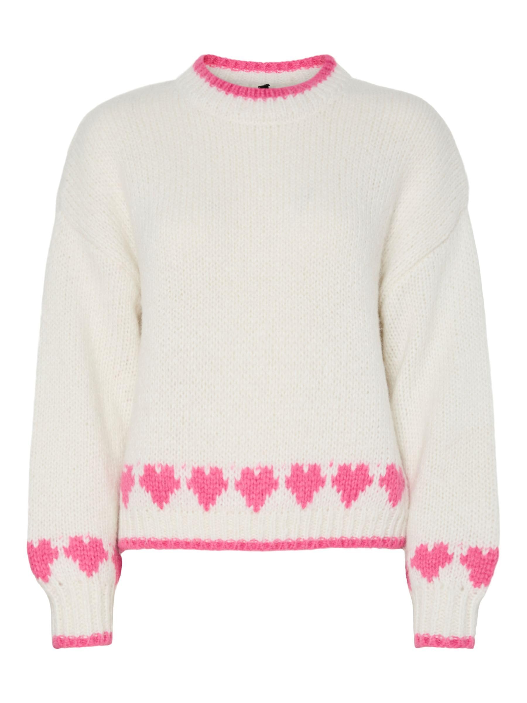 PIECES Pcjove LS O-Neck Knit Bc, Cloud Dancer, L