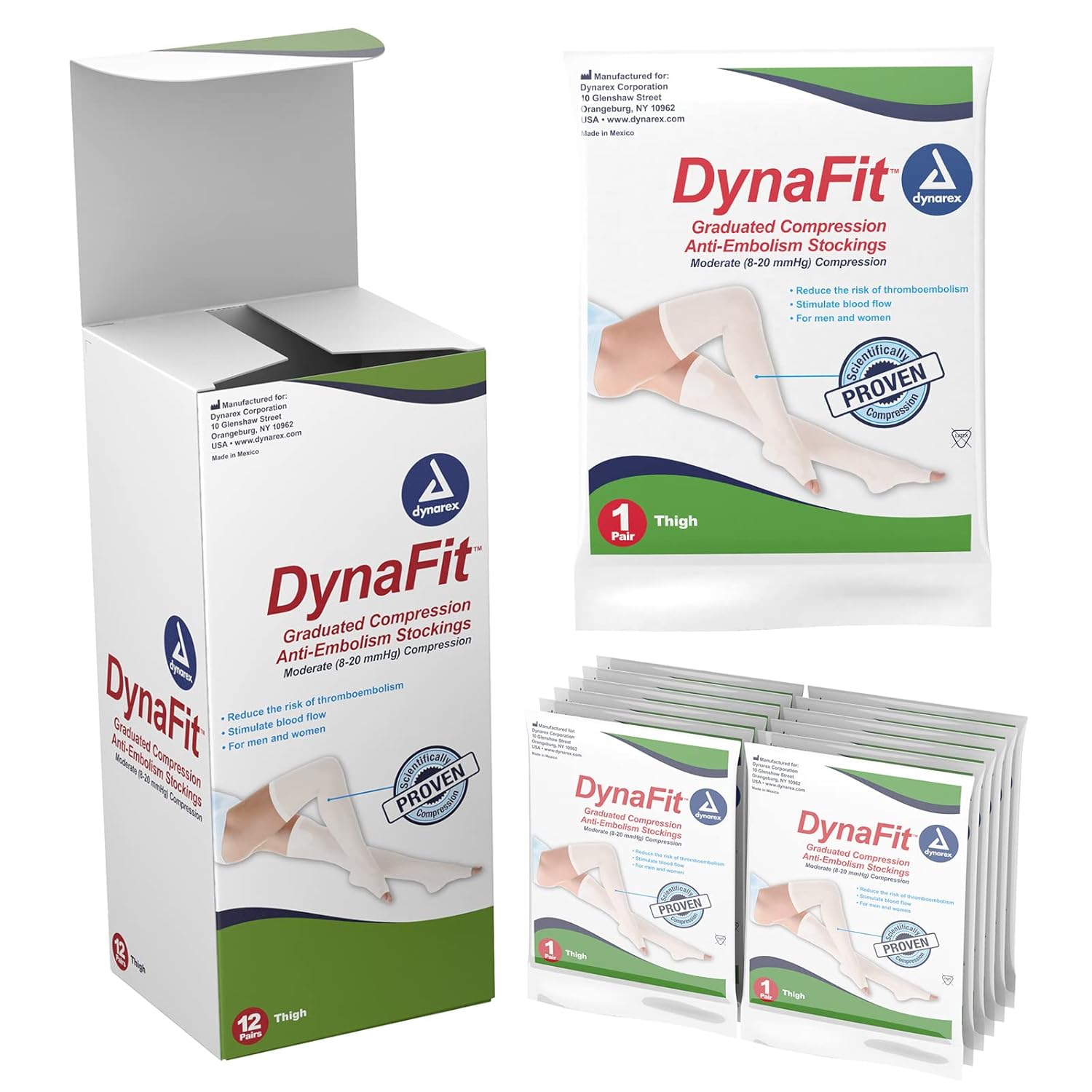 Dynarex DynaFit Compression Stockings Thigh High, 820 mmHg