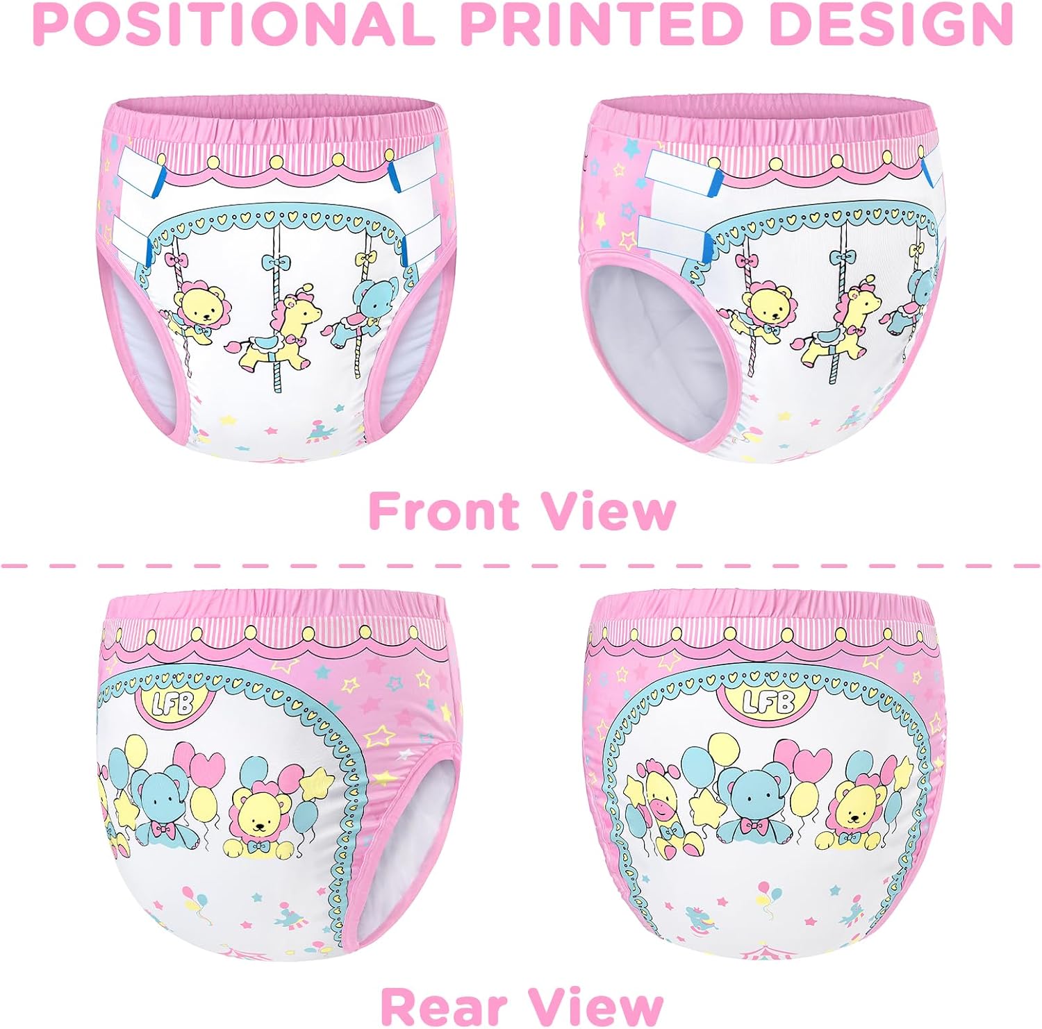 Littleforbig Soft Silky Underwear Comfortable Washable Reusable Adult Training Pants - Little Circus L - Image 4