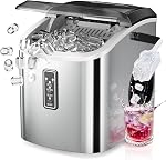 Euhomy Machine à glaçons, 26.5 lbs/24H Machine à glace de comptoir avec auto-nettoyage, 8 Cubes de glace Bullet Prêt en 6 Mins, Machine à glaçon portable compact pour la maison, Cuisine, Bureau, Bar, Fêtes (Noir foncé)