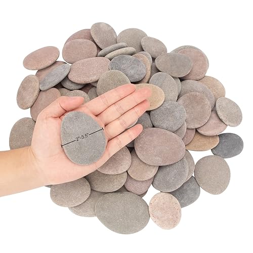 Miniatura 3 de Aproximadamente 95 piezas  100 unidades (18 libras) para pintar rocas, rocas de río, rocas de manualidades de 2.2 a 3.5 pulgadas, rocas planas,