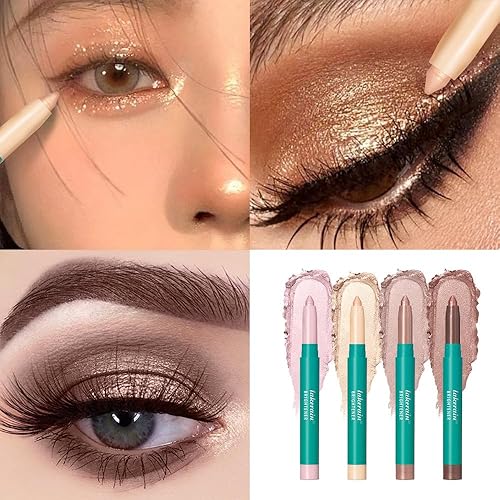 Miniatura 5 de 4 barras de sombra de ojos, sombra de ojos iluminador en barra con purpurina, delineador de ojos de maquillaje, maquillaje de ojos cremoso brillante