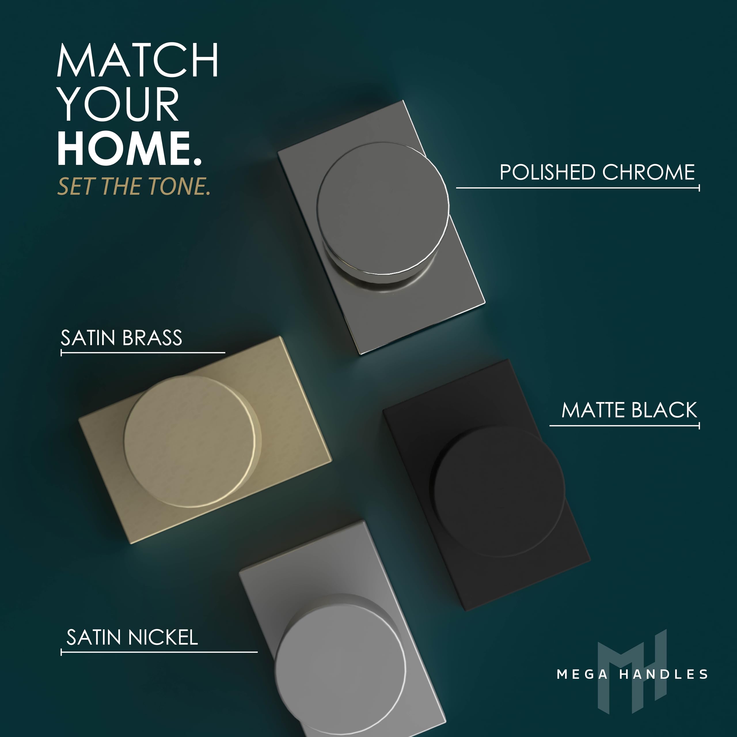 Mega Handles Pomo de puerta de entrada I para entrada, entrada y baño, diseño reversible resistente, se adapta a todos los tamaños de puerta estándar, tornillos incluidos, cromo pulido (paquete de 1)