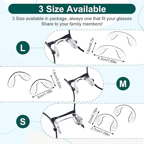 Miniatura 4 de 24 almohadillas de nariz de 3 tamaños, almohadillas de silicona para la nariz, correa de puente en forma de U, puente de sillín de repuesto,