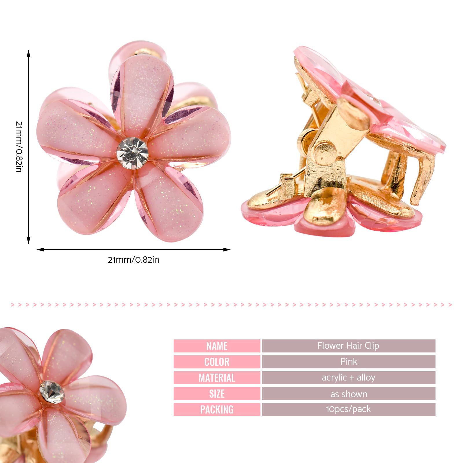 PAITOK Mini Hair Clips, Flower Hair Clips, Flower Clips, Non-Slip Hair Clips for Girls Women for Photos Daily Party - Image 2