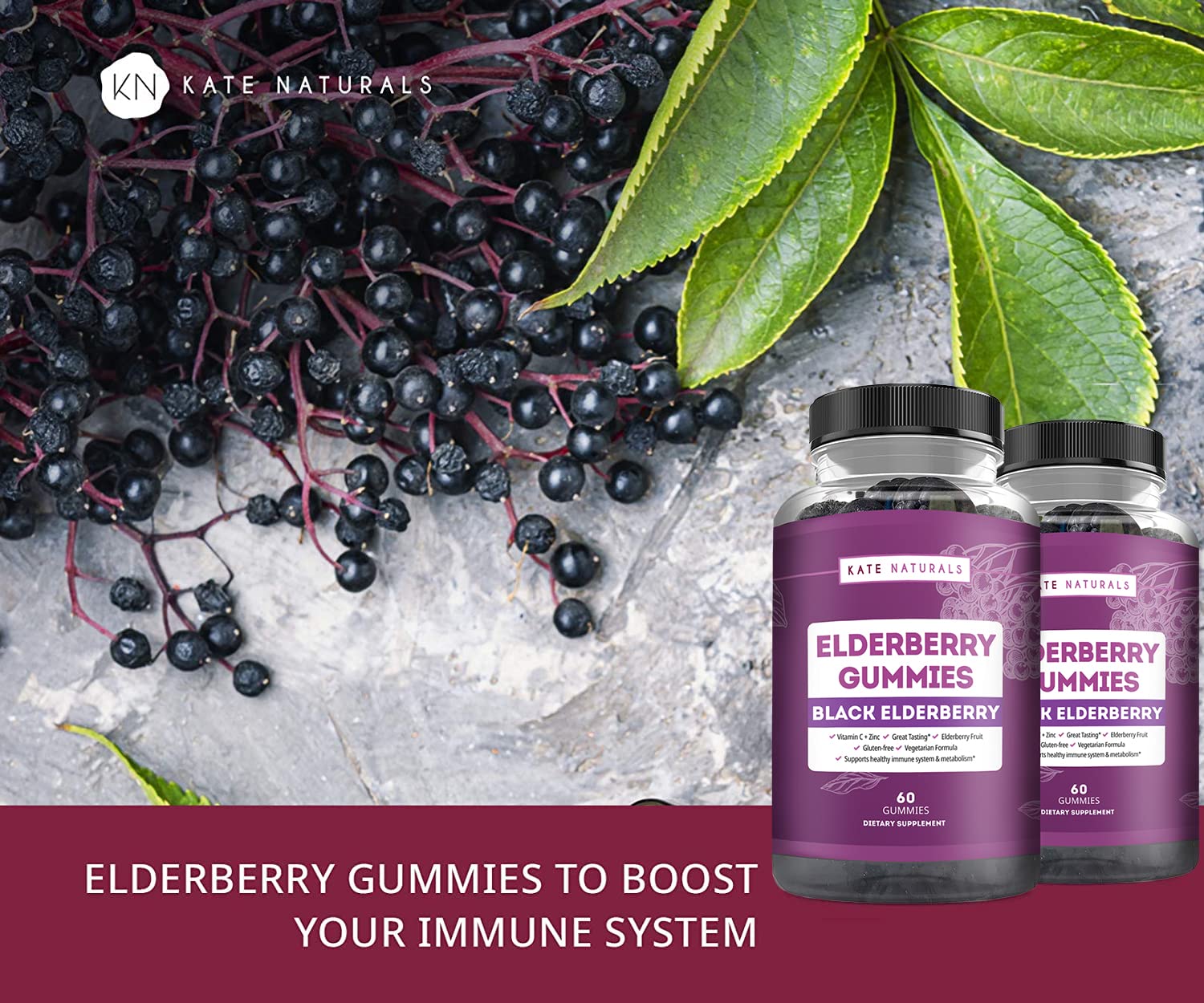 Elderberry Gummies with Zinc and Vitamin C for Adults & Kids (120