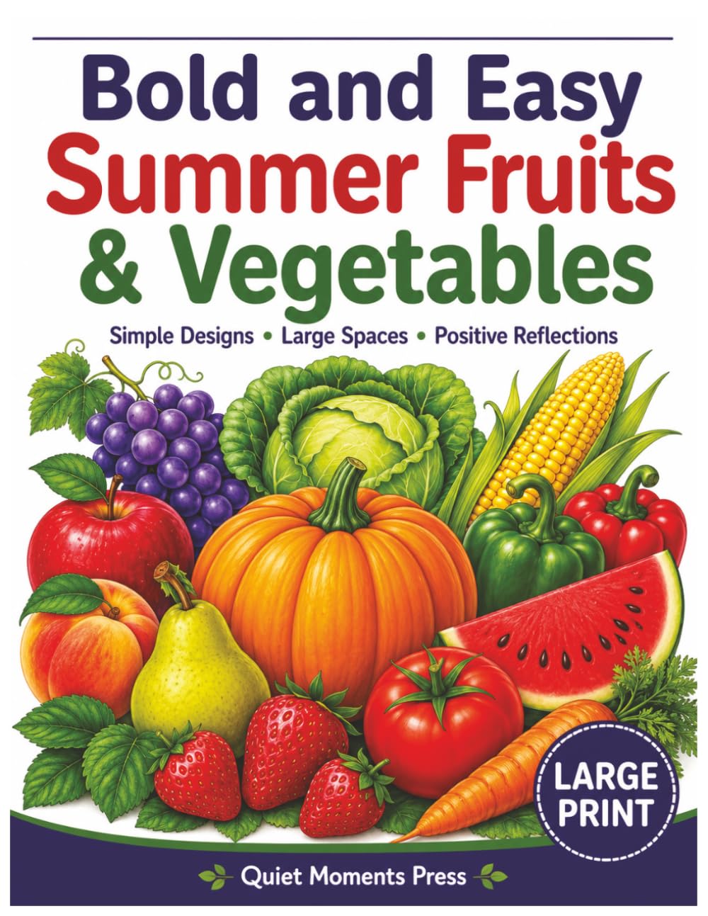 Bold and Easy Summer Fruits and Vegetables Coloring Book (Bold and Easy Coloring Book Series)