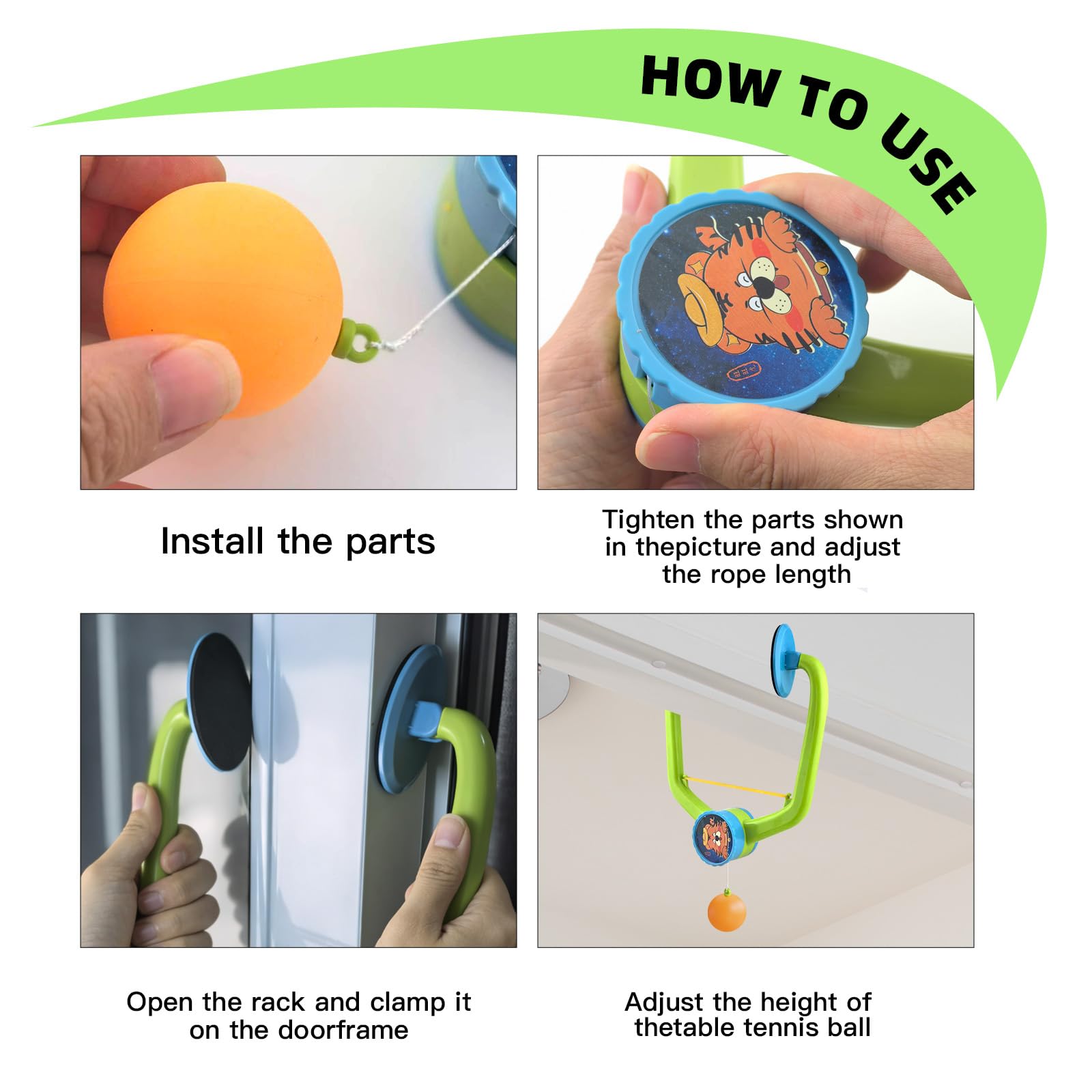 Door Game sur la porte – Entraîneur de tennis de table réglable à suspendre – Installation sans outil – Idéal pour la famille, les exercices et le plaisir en intérieur