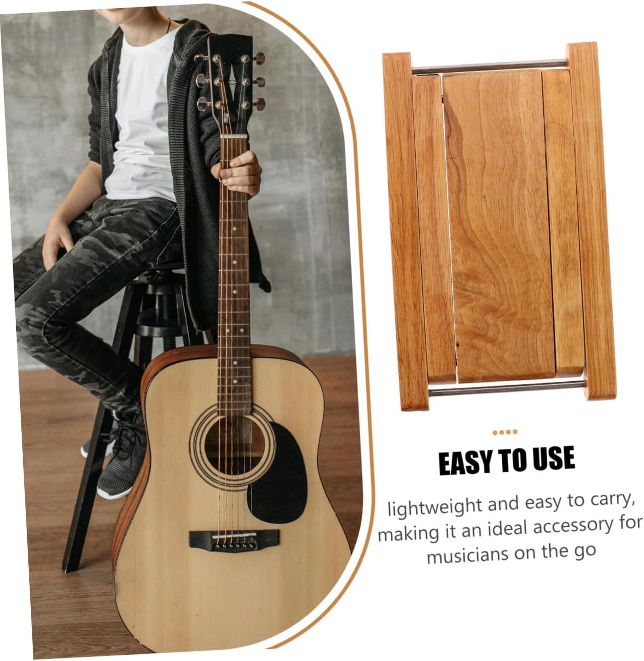 Wooden Guitar Foot Stool with 4 Level Height Adjustment