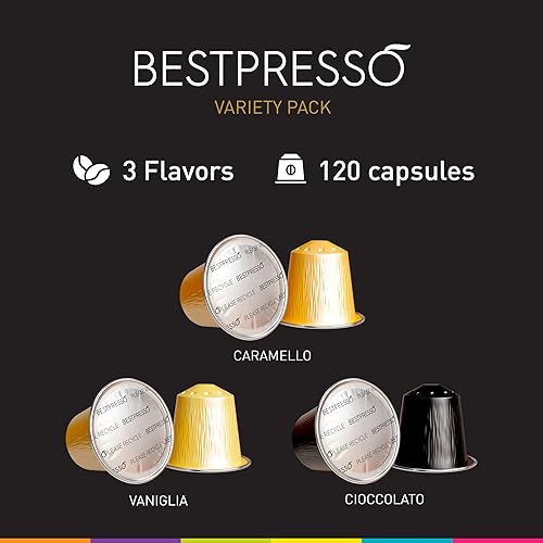 Miniatura 4 de Bestpresso Café para máquina original Nespresso de 120 cápsulas con certificación genuina expreso caramelo vainilla y chocolate cápsulas compatibles
