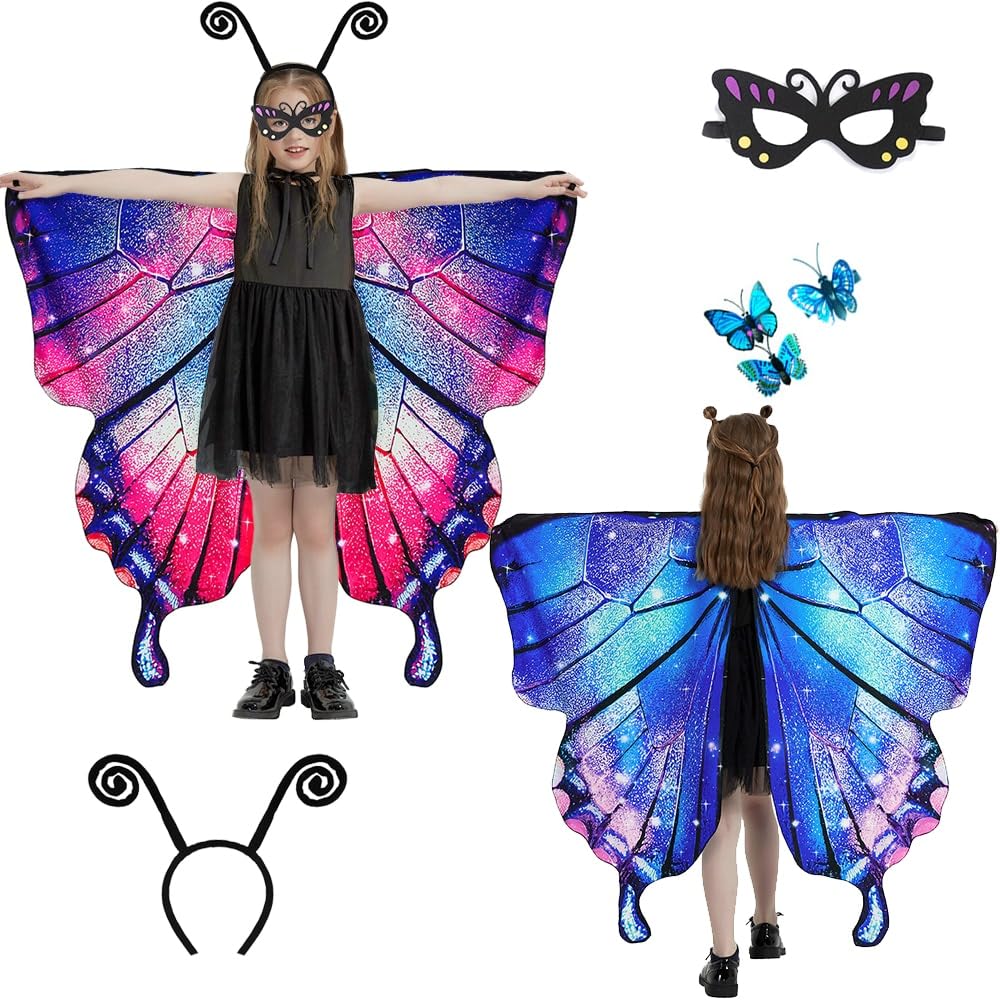 Aimeiar Dual Sided Butterfly Costumes for Girls,Part Halloween Butterfly Wings Adults costume 2024