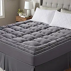 OLANLY Topo de colchão completo de camada dupla de 10 cm, capa de almofada alternativa macia para resfriamento com espuma viscoelástica de meia infusão de gel para alívio de pressão e dor nas costas