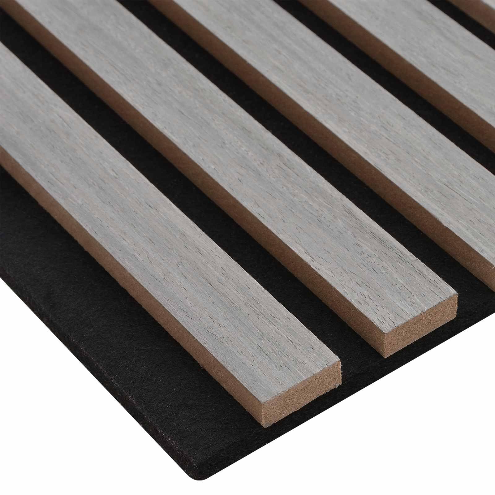 Set di 8 pannelli da parete in legno impiallacciato di rovere grigio, 60,5 x 60 cm, rivestimento murale per interni ed esterni, pannelli acustici per un design moderno