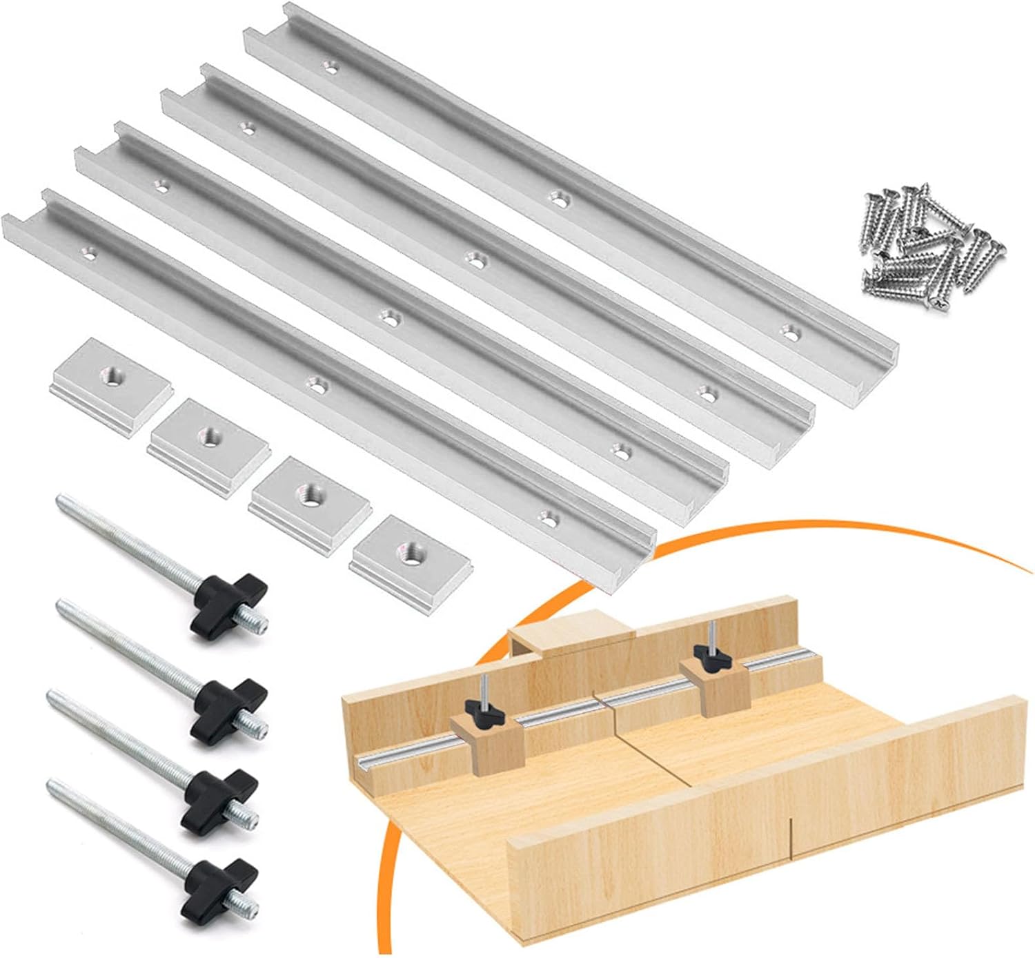 T Track Sliding Nut Set, Aluminum Alloy Woodworking Sliding Slot Rail, Miter and Track for Woodworking, Slider Kit, Easy Installation, Versatile Use