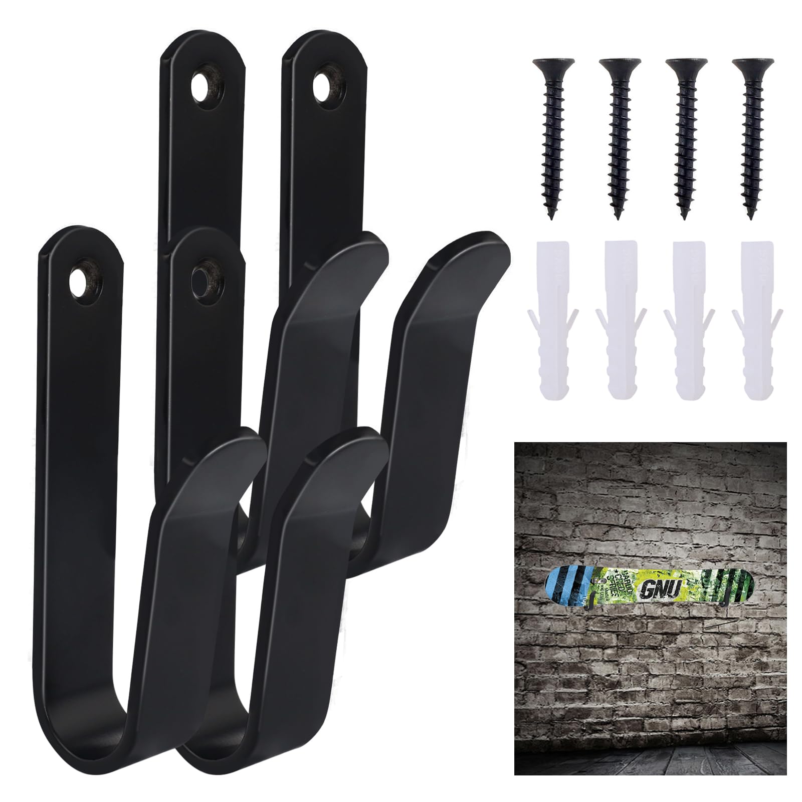 4 Piezas Soporte de Pared para Snowboard, Horizontal Soporte para Snowboard Soporte, Estante de Exhibición para Snowboard, Acero Fuerte Snowboard Wall Mount para Habitación Garaje