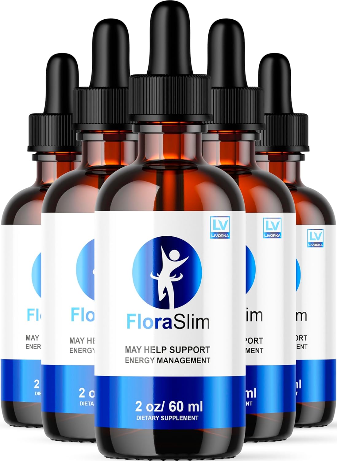 (5 Pack) FloraSlim Drops, FloraSlim Liquid Drops, FloraSlim Advanced Formula, FloraSlim Drops All Natural, FloraSlim Reviews 5 Bottles for 150 Days