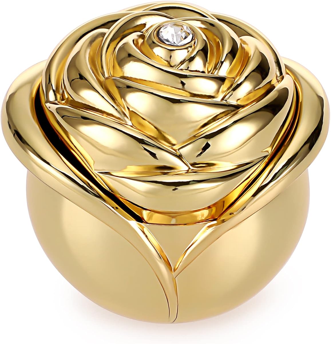 Hipiwe Gold Metal Jewelry Box Vintage Trinket Organizer with Rose Shape | Jewelry Storage Holder Keepsake Box Rings Earrings Necklace Treasure Chest Case Gift for Women, Large