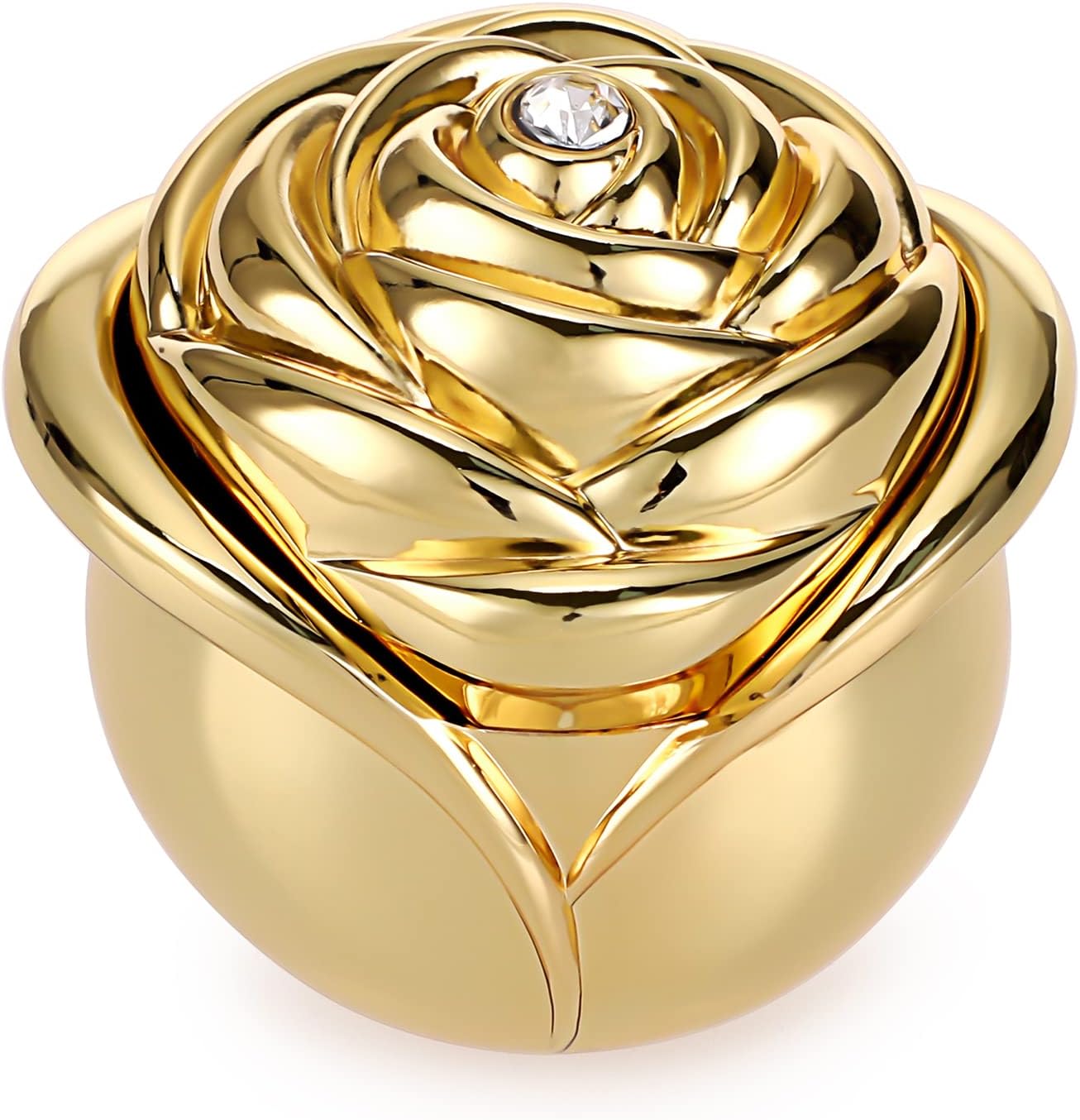 Gold Metal Jewelry Box Vintage Trinket Organizer with Rose Shape