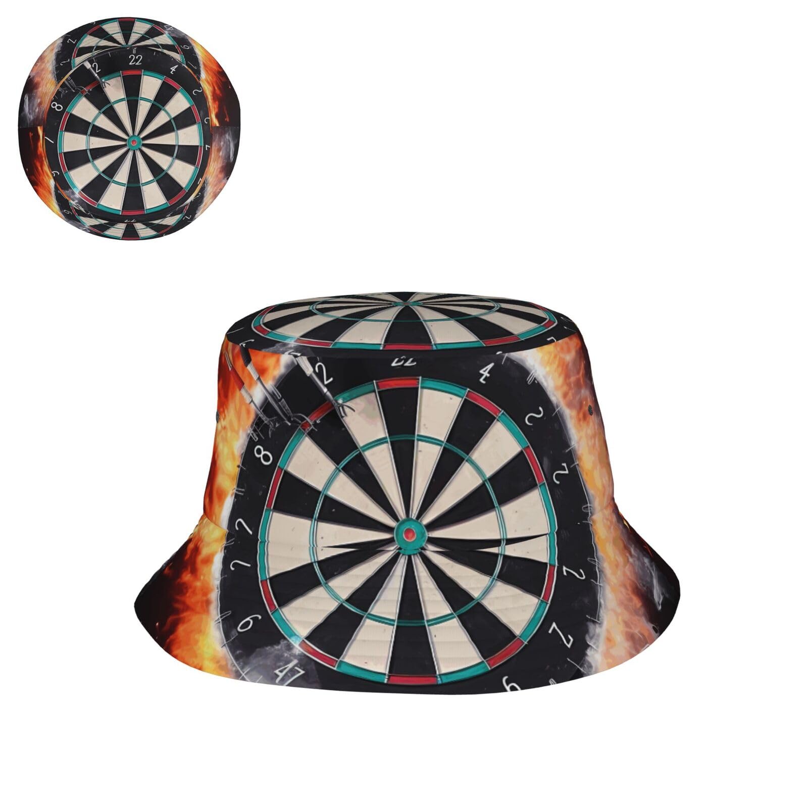 PAQOLSMCKR Bucket Hat for Men Women Sun Hat Dart Board Fishing Hats Fisherman Hats for Travel Beach