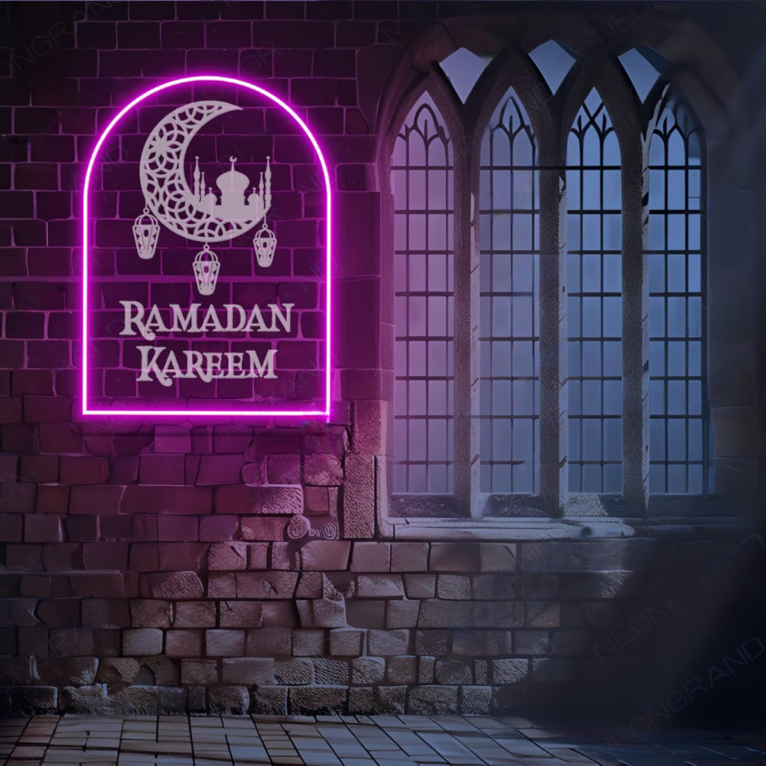 RAMADAN KAREEM LED 3D Engraved Neon Sign USB Adjustable Brightness Living Room Bars Barbers Pub Wedding Party Salon Gatherings Gaming Room Man Cave Christmas Art Wall Decor