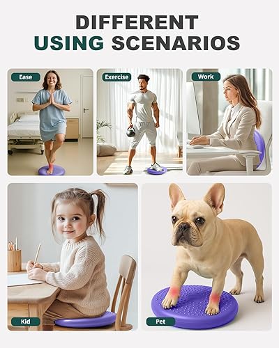 Vista 14 de Trideer Cojín tambaleante con bomba de inflado, asiento para niños sensoriales (varios colores), disco de equilibrio (extra grueso)
