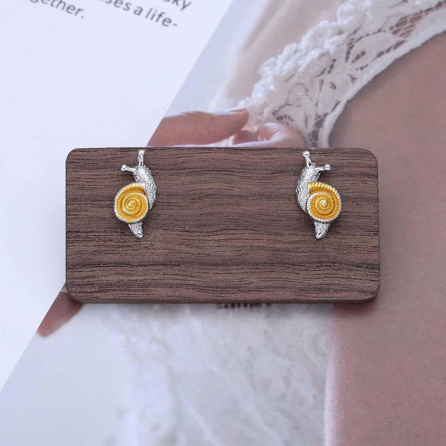 Small Snail Earrings Silver Gold Snail Stud Earrings Tiny Snail Animal Earrings Snail Two Tone Earrings Bohemia Earrings Jewelry for Women - Image 4