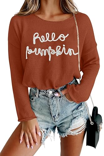 OCURHU Women Merry Christmas Sweater Long Sleeve Xmas Knitted Top