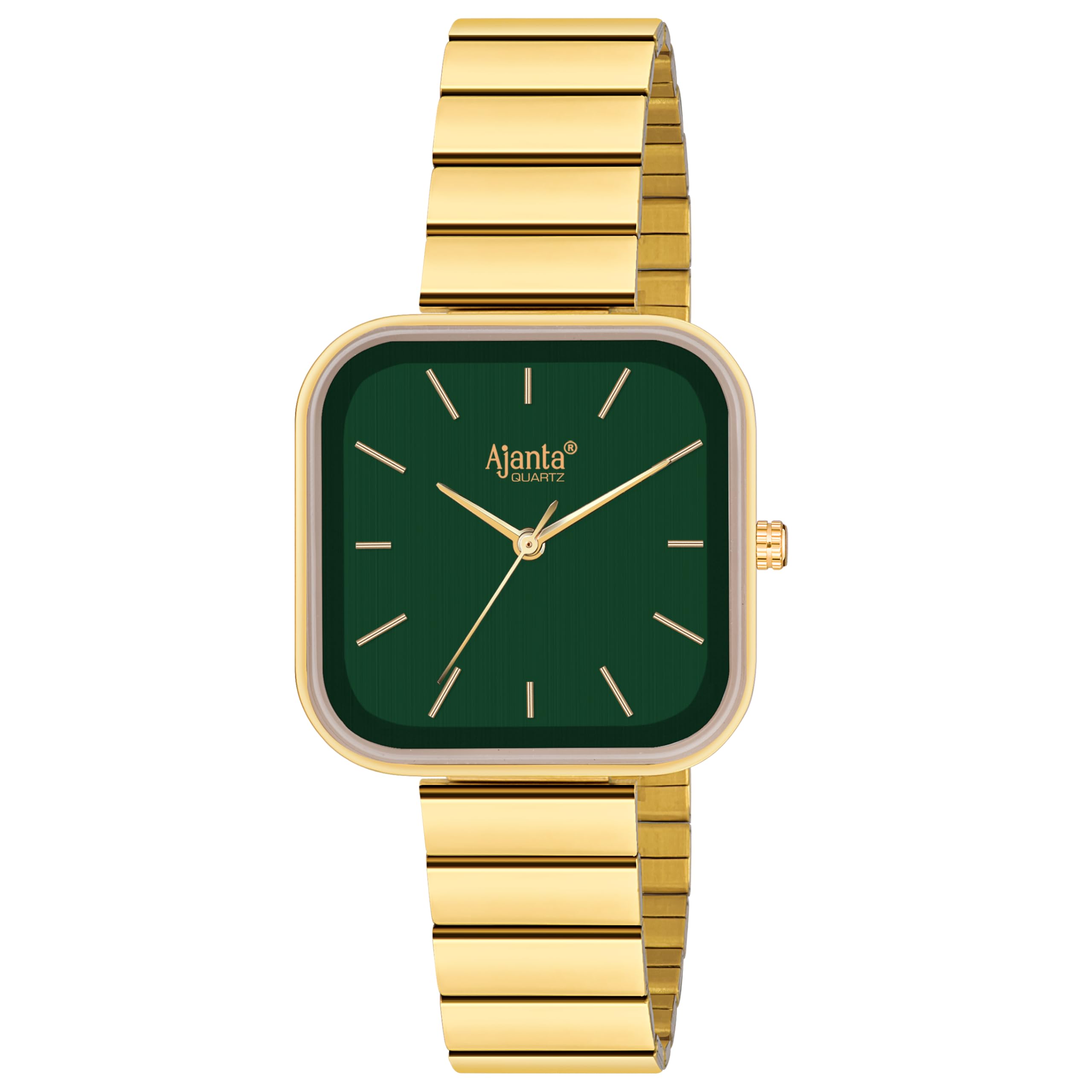 Ajanta Quartz Newly Launched Stylish Golden-Green Analog Watch for Women and Girls with Metal Strap & Golden Bracelet Suitable for Casual & Formal (La Luna Collection) (B0D95T2THK) Amazon Price History, Amazon Price Tracker