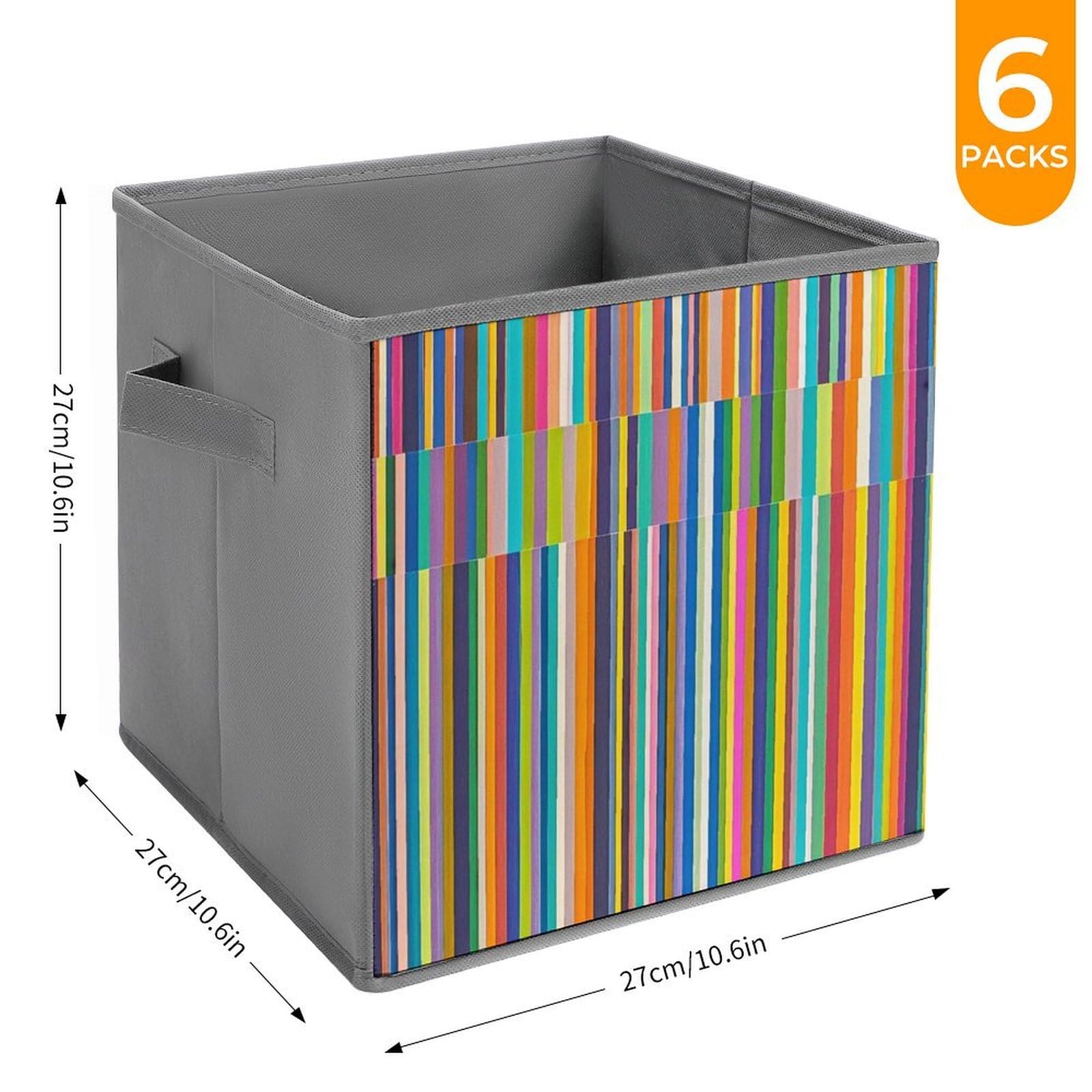 Cubos de almacenamiento de rayas plegables y decorativas de tela para organizar organizadores del hogar con asas, cestas de almacenamiento de tela grandes para estantes para ropa, libros