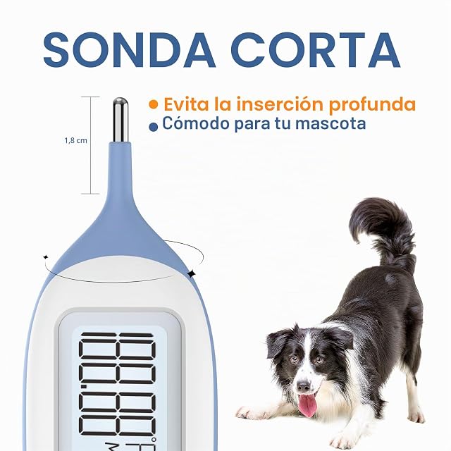 Foto 4 de 7 de Termómetro para mascotas, sonda corta amigable, cómodo, flexible, medición de 10 segundos