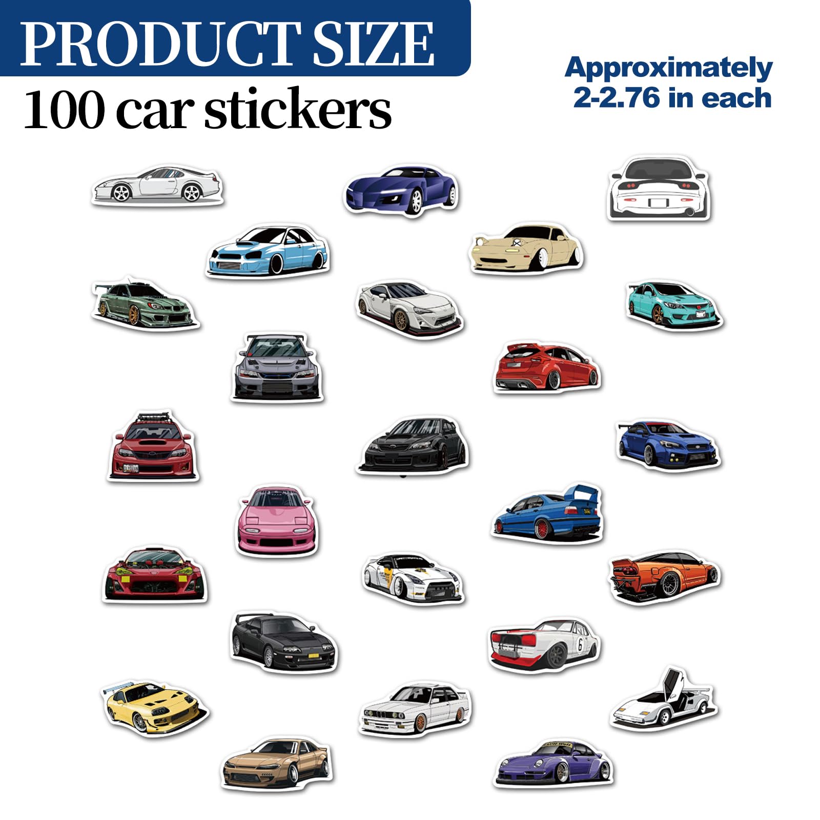 100 Autocollants Déco Pour Vélo, Voiture, Moto, Ordinateur - Papier Haute Qualité, Motifs Variés