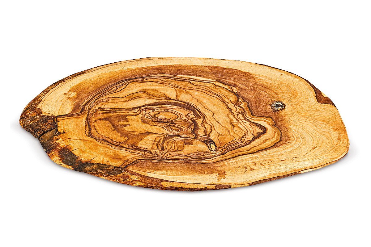 Planche à découper en bois d'olive rustique sans manche grande taille