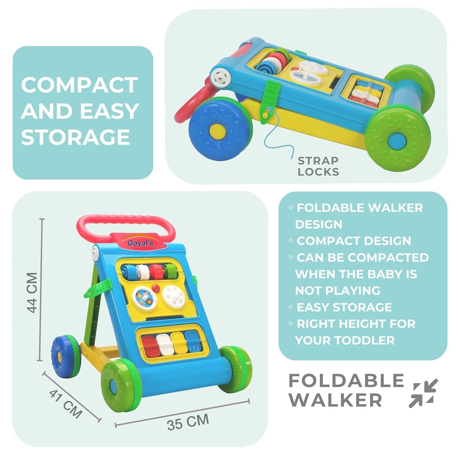 Goyal's Baby Activity Walker - Toddler Learning Toys for 6 Months -15 Months Old (Blue) - Image 7 thumbnail