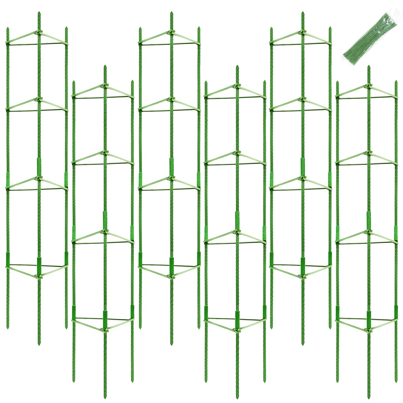 Legigo 6-Pack Tomato Cage for Garden Plant Support- Up to 63inch Garden Stakes Tomato Cage, Tomato Trellis for Potted Plants, Tomato Cages Plant Stakes for Climbing Vegetables Plants Flowers