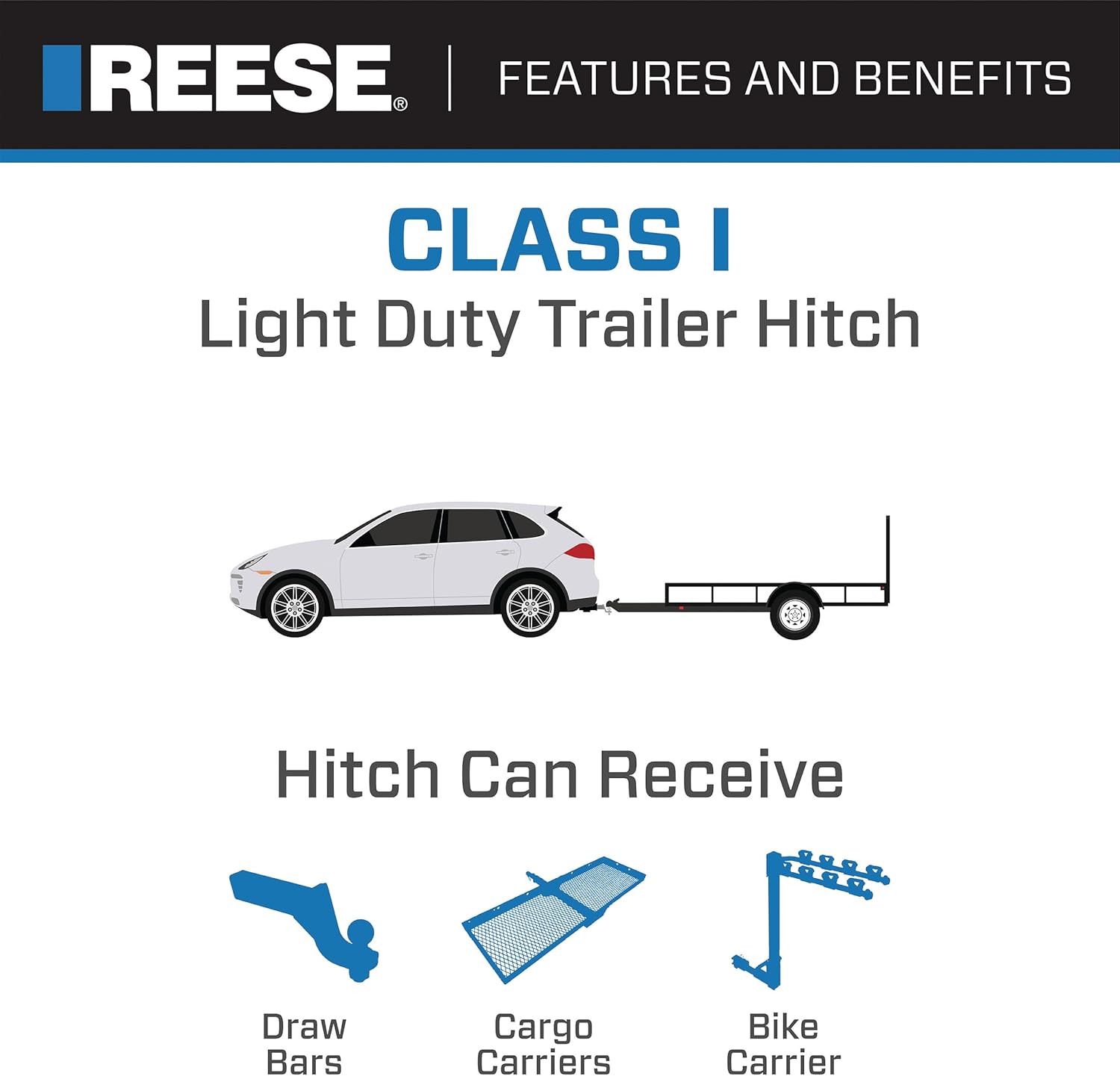 Reese Towpower 77244 Class I Insta-Hitch with 1-1/4" Square Receiver opening