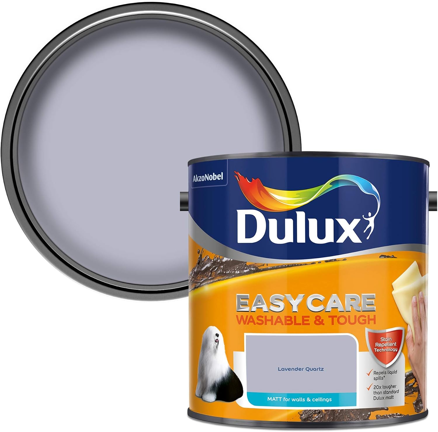 Dulux Easycare Washable & Tough Matt Emulsion Paint - Lavender Quartz - 2.5L, 2.5 l (Pack of 1)