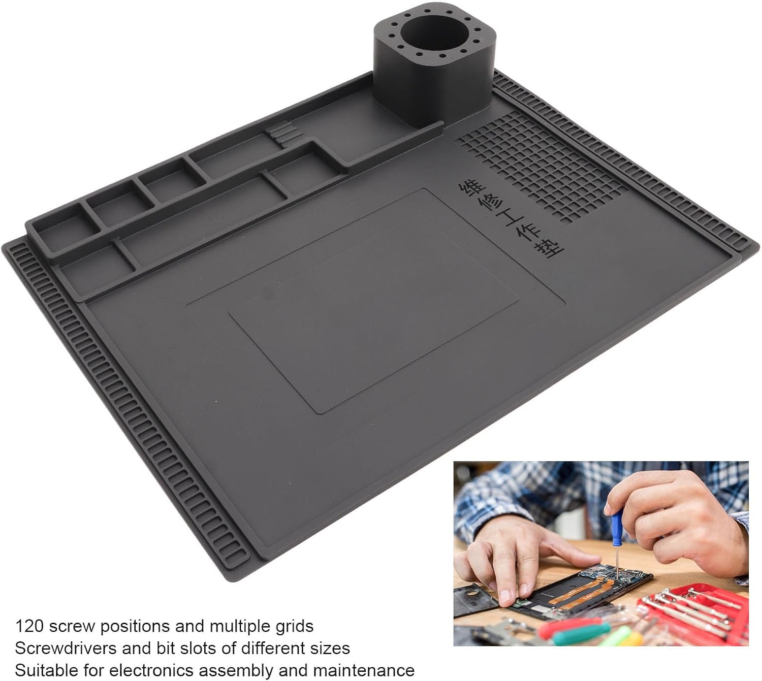 Premium Heat Resistant 932°F Silicone Soldering Mat, Large Silicone Soldering Mat Expand Work Area for Soldering, Electronics, Computer Repair Etc, 40x30cm (Black)