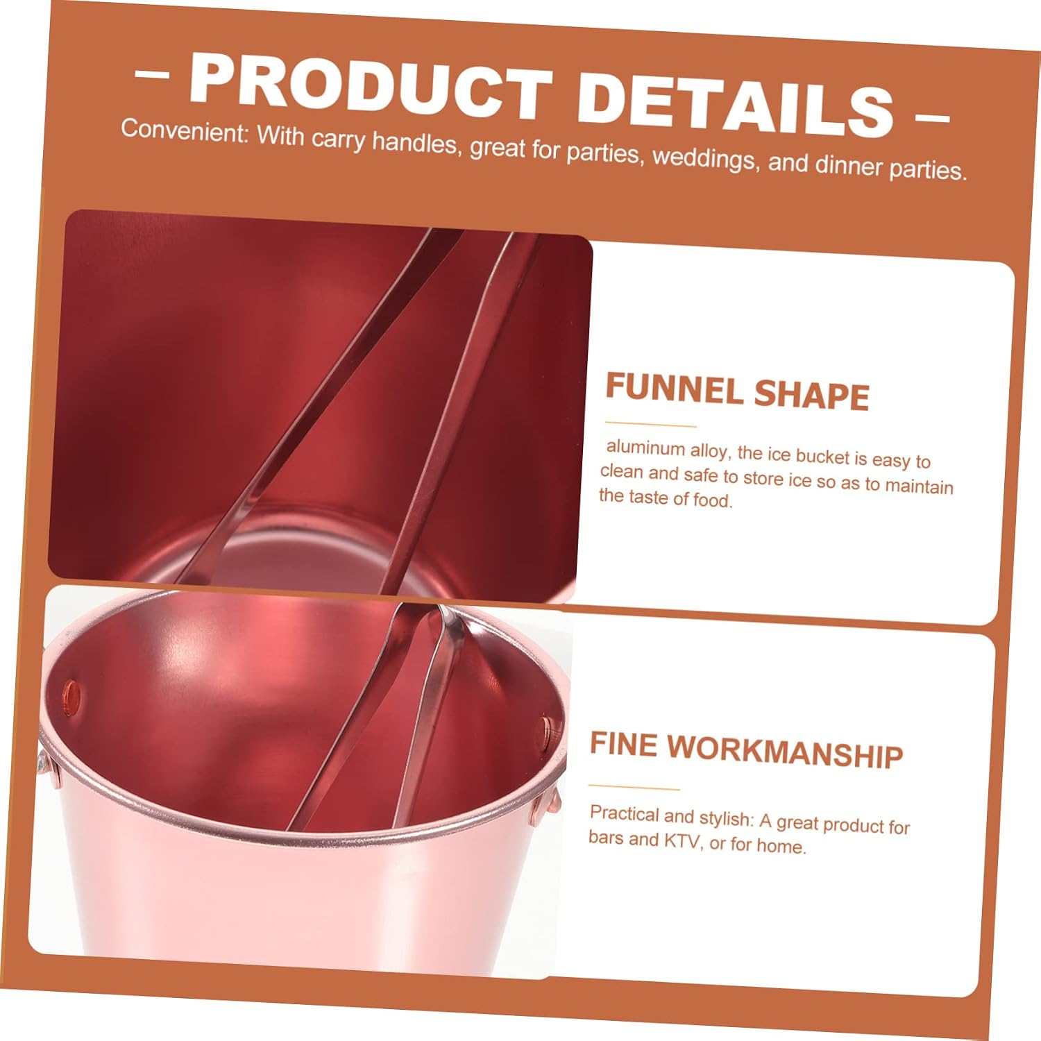 Aluminum Ice Barrel Insulated Wine Chiller Bucket Ice Holder Tongs for Bar Home