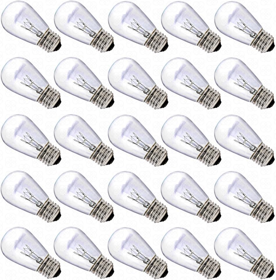 Deneve DNV-200-10110 Clear Glass S14 Incandescent Light Bulbs for E26, E27 Sockets, 11 Watts, 25 Pack