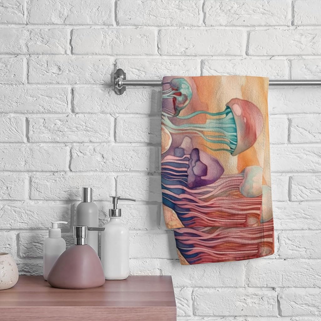 Jellyfish Graphic Polycotton Towel - Jellyfish Themed Items - Ocean Themed Gifts - 30 x 60 inches