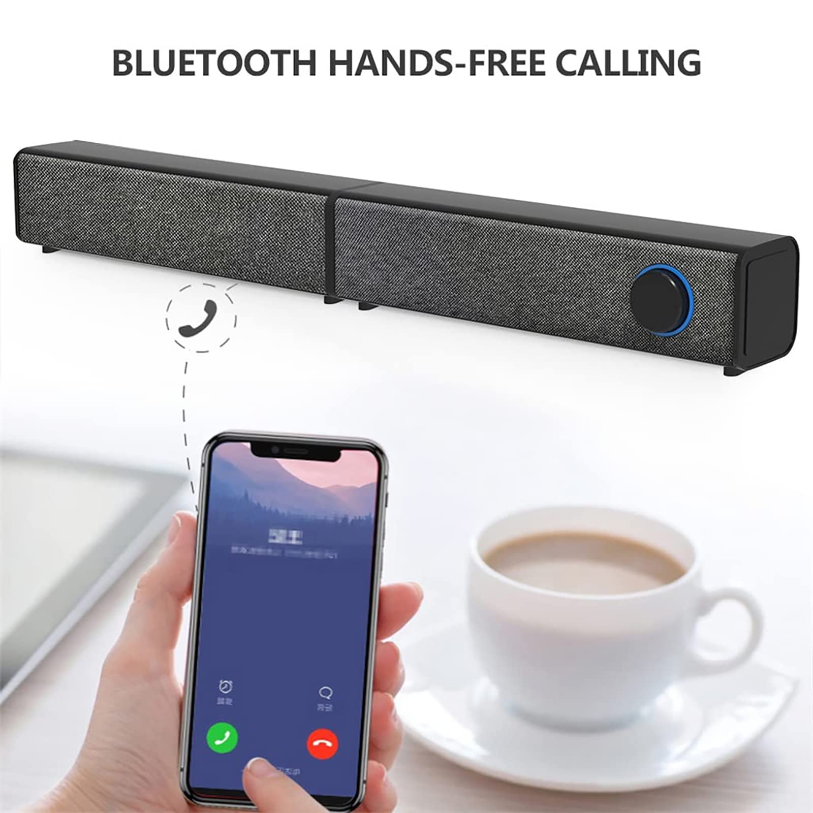NGARY Barra De Sonido Desmontable, Altavoz De TV con Control Remoto, Altavoz Estéreo Bluetooth, Altavoces Estéreo De Rango Completo, Métodos De Conexión Dual, para TV PC Teléfono Inteligente