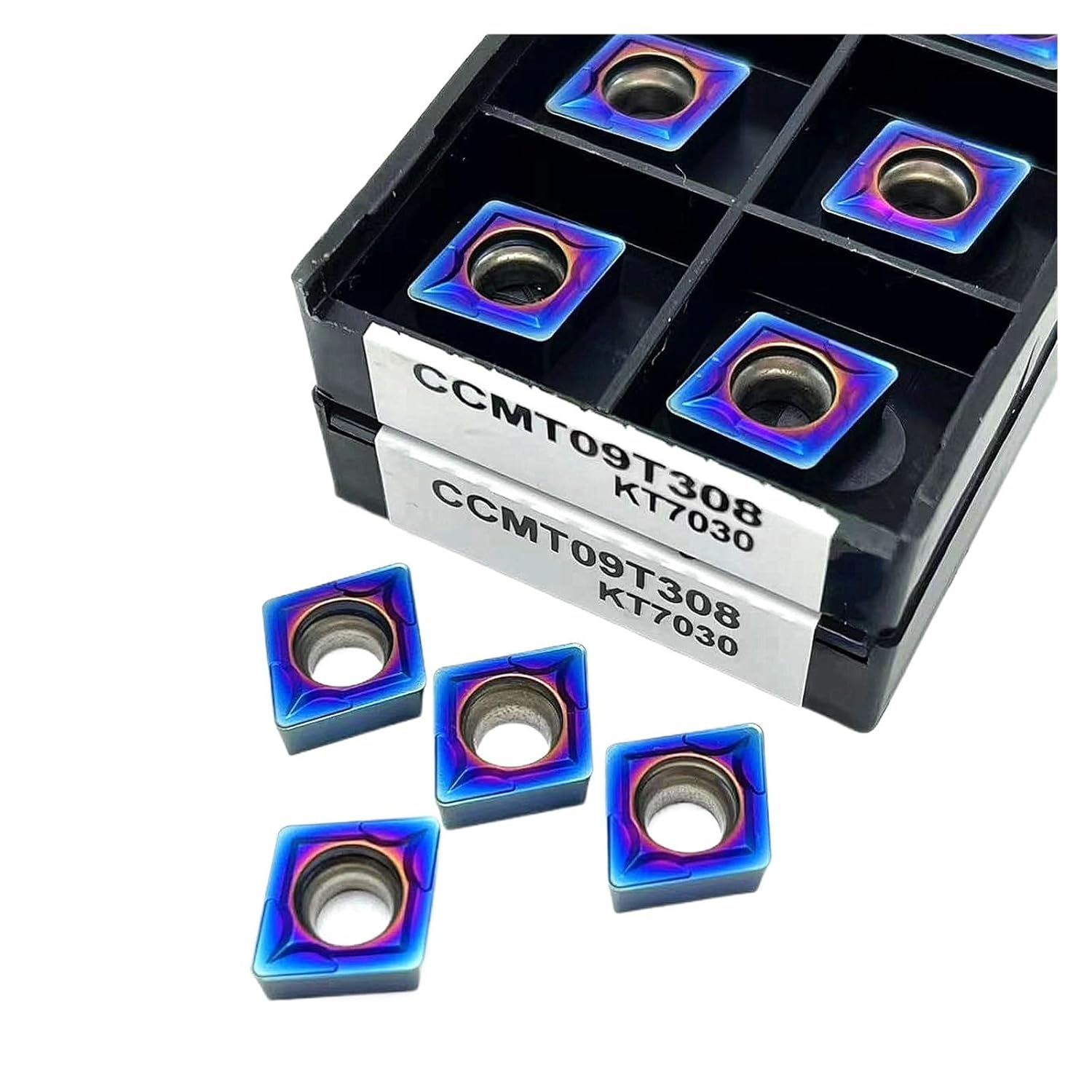 Turning Indexable Inserts Carbide 10PCS CCMT09T308 KT7030 CCMT09T304 Hard Alloy Internal Turning Tool Cutting(CCMT09T308 KT7030)