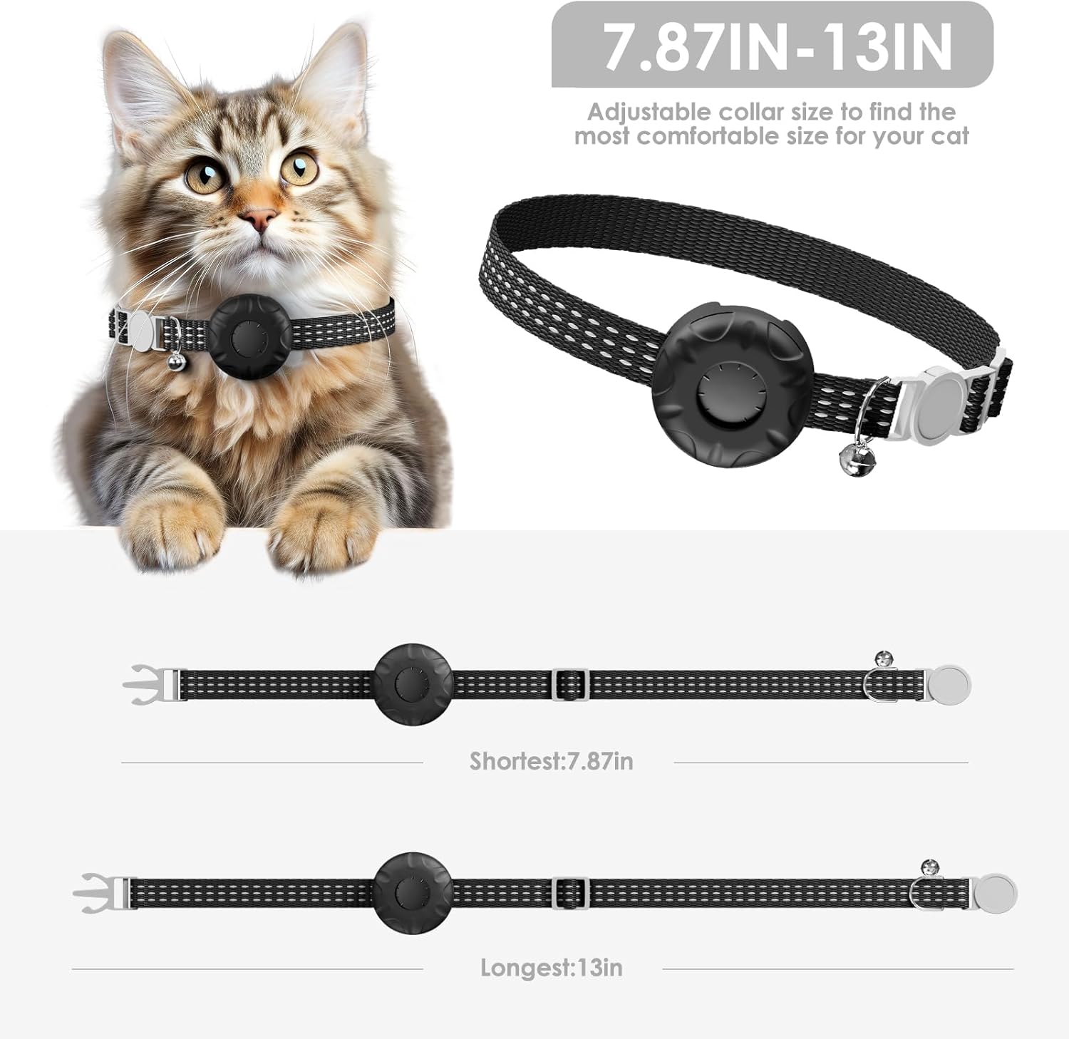 GPS Tracker, Pet GPS Tracker for Cats, Compatible with Apple Find My App (Only iOS), No Monthly Fee, Black