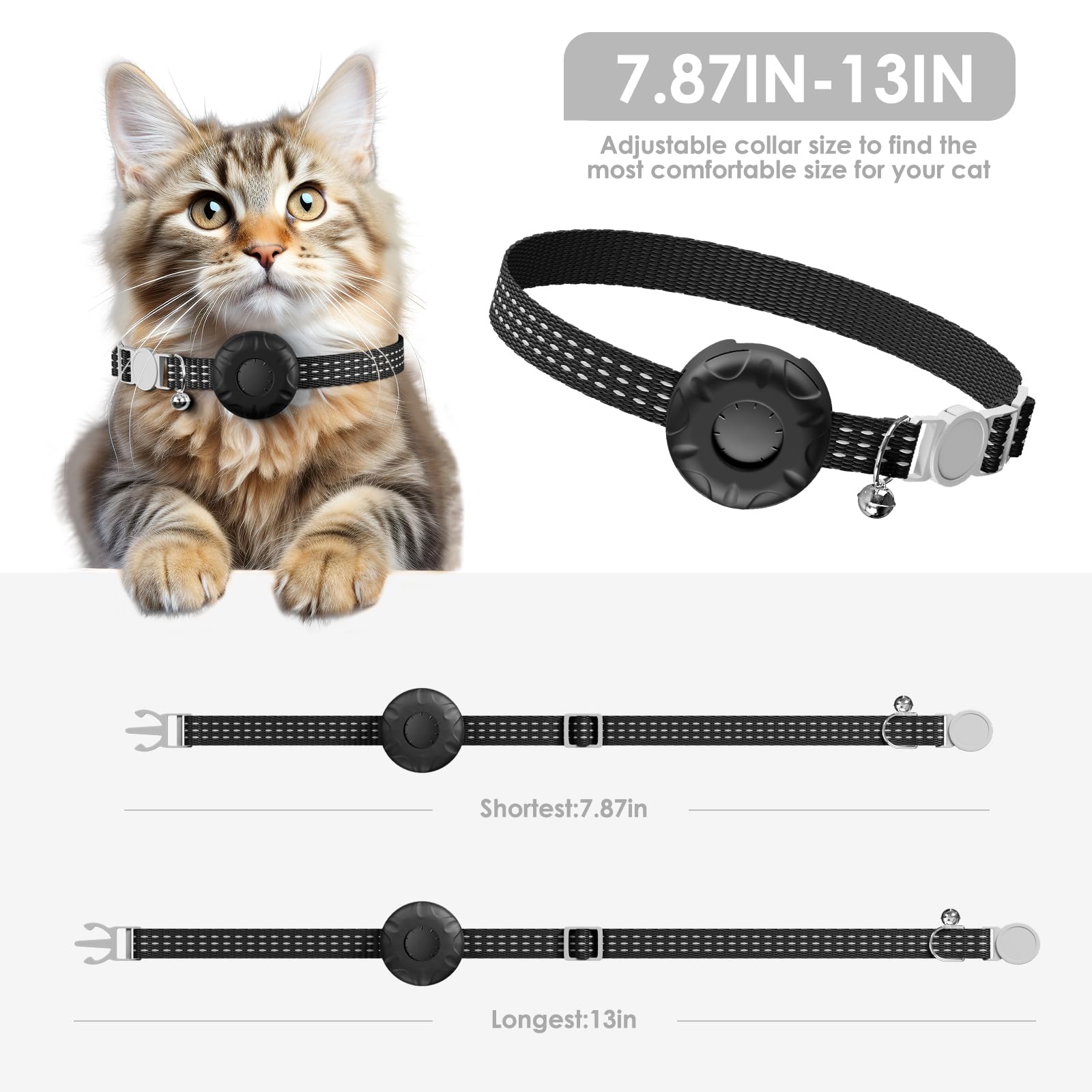 Rastreador de gatos, impermeable, compatible con Apple Find My App (solo iOS), sin tarifa mensual